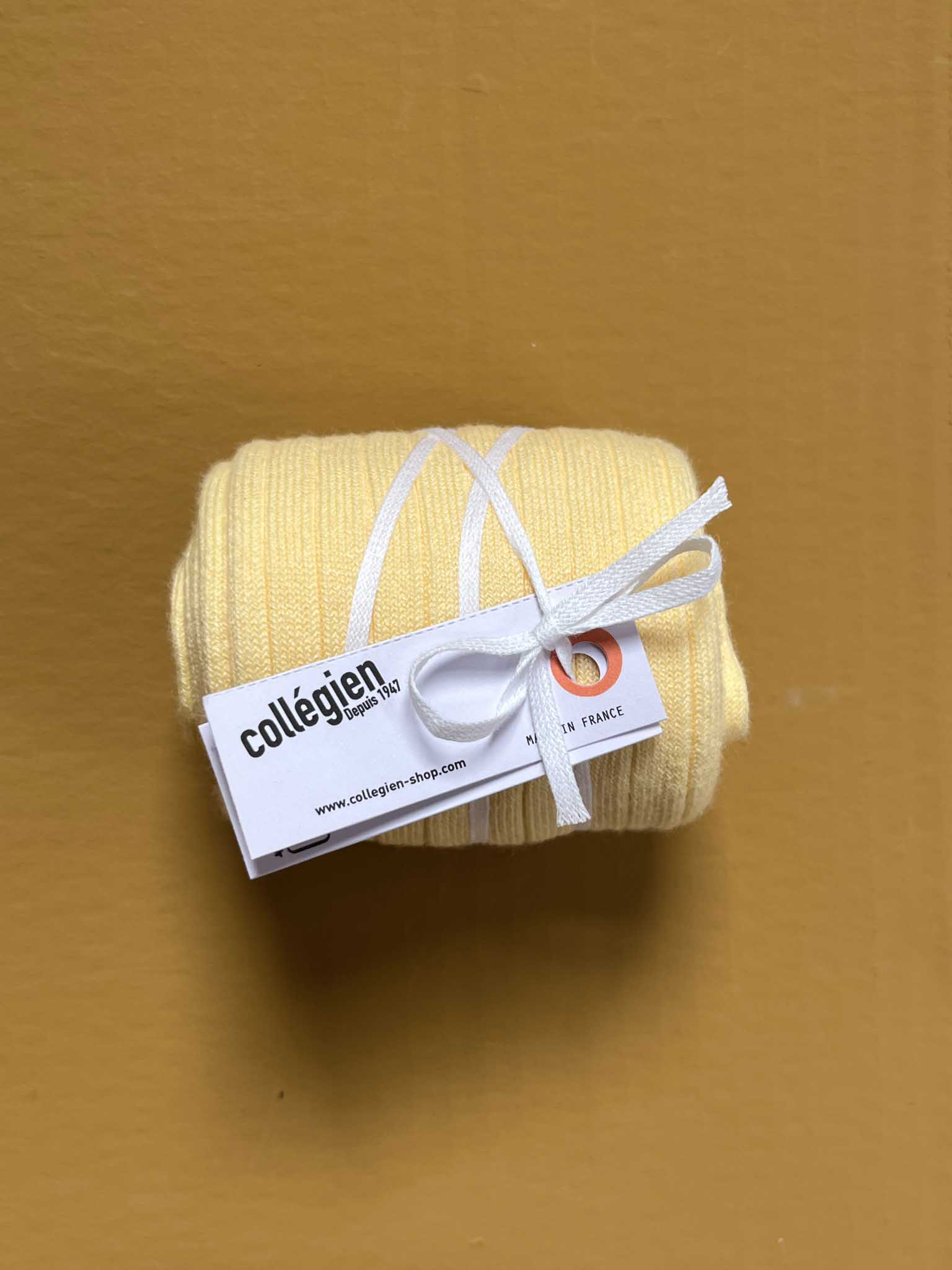 socks collegien france cotton knee high butter yellow