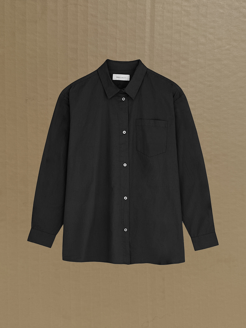 edgar shirt black poplin organic gots certified cotton skall studio