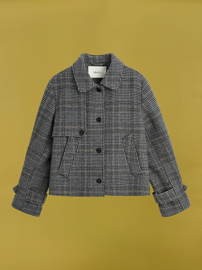 harriet jacket grey check recycled wool skall studio denmark made in romania packshot cover