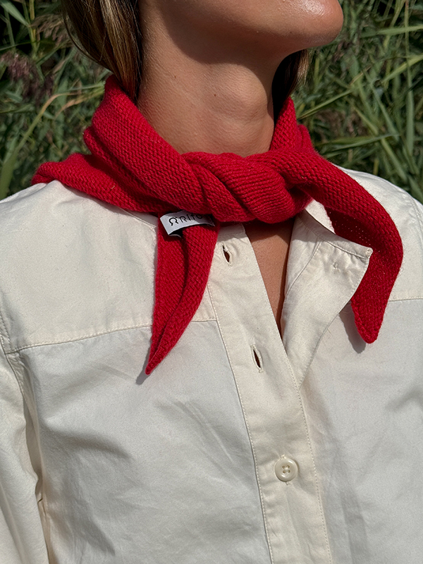 recycled cashmere bandana triangl scarf masha rifo italy sustainable wool brand model