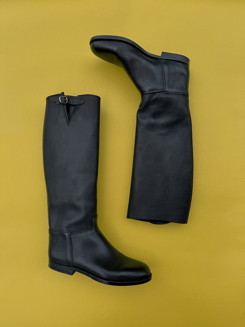 soufflet black riding boot black handmade boots leather france la botte guardine packshot top