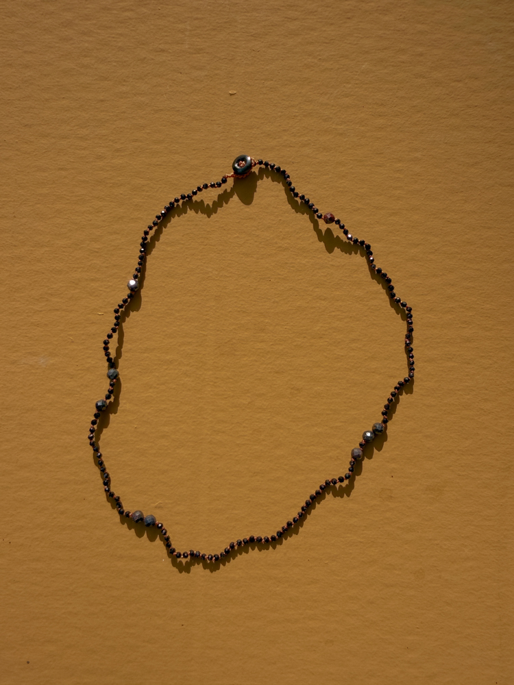 black jet necklace hand knot jewellery bien x kem