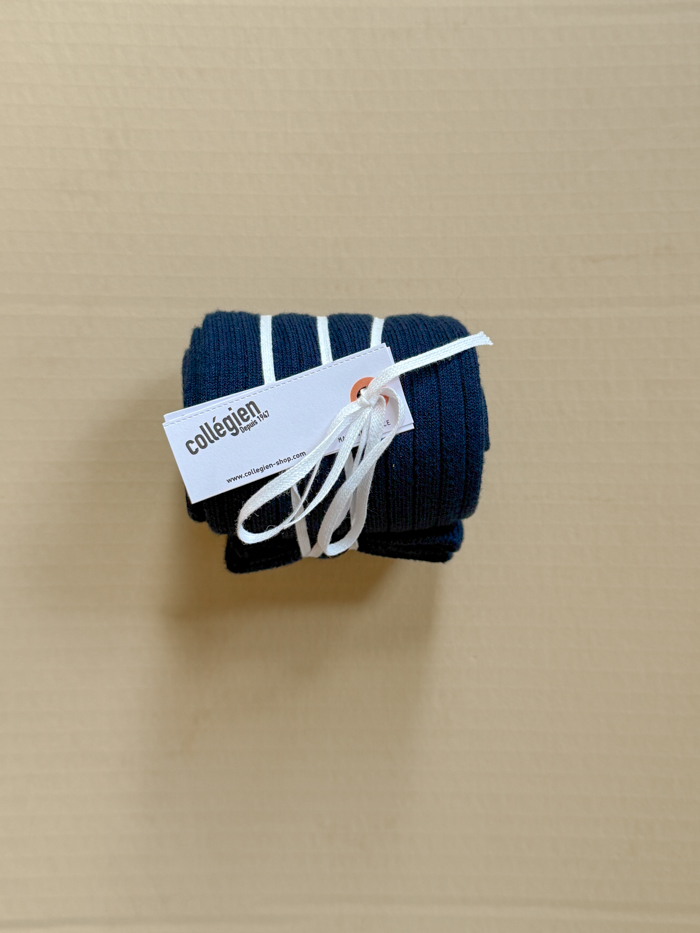 high knee socks collegien france cotton footwear organic soft dark navy