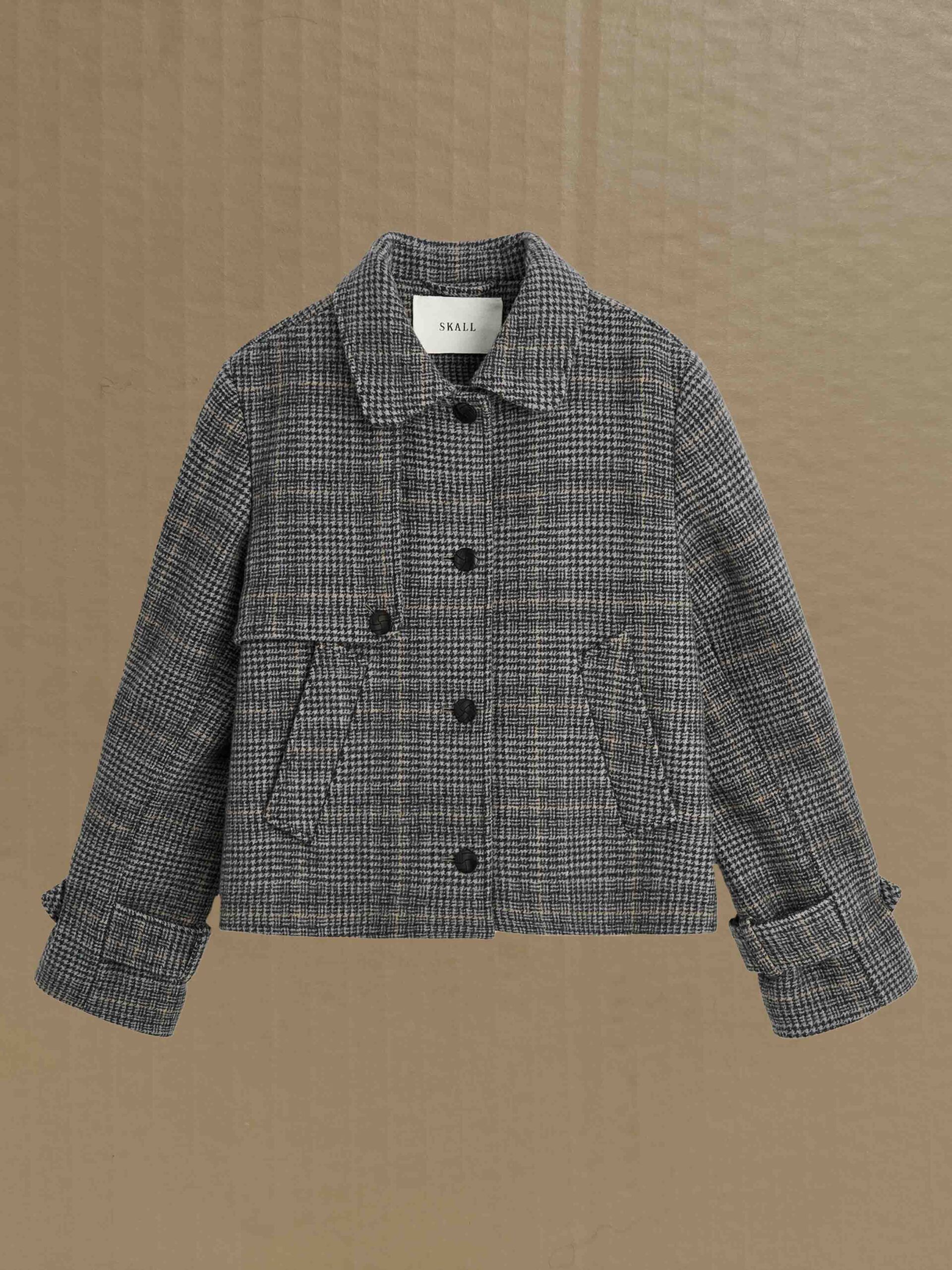 harriet jacket grey check recycled wool skall studio denmark made in romania packshot