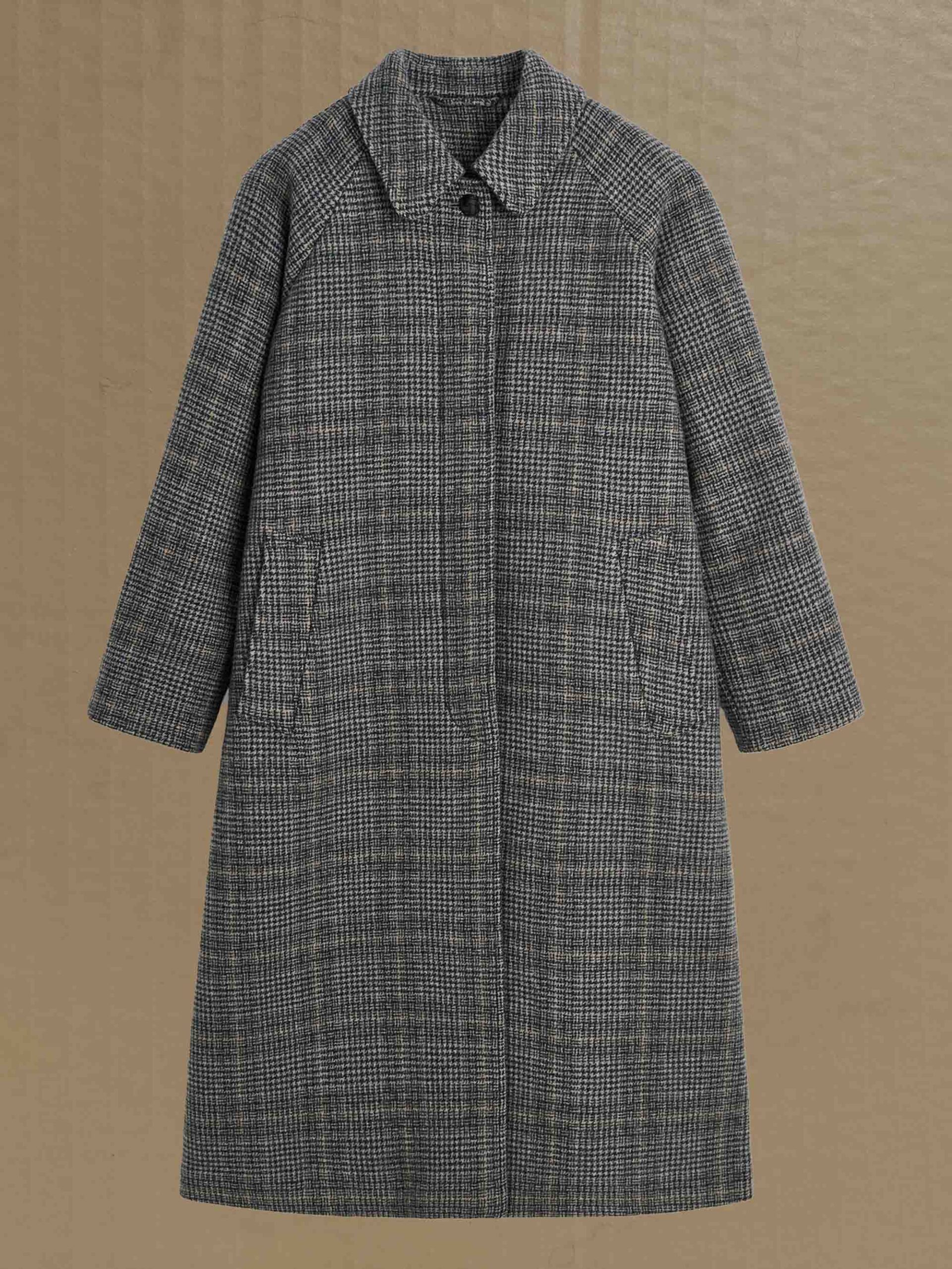mary coat grey check recycled wool skall studio denmark made in romania packshot