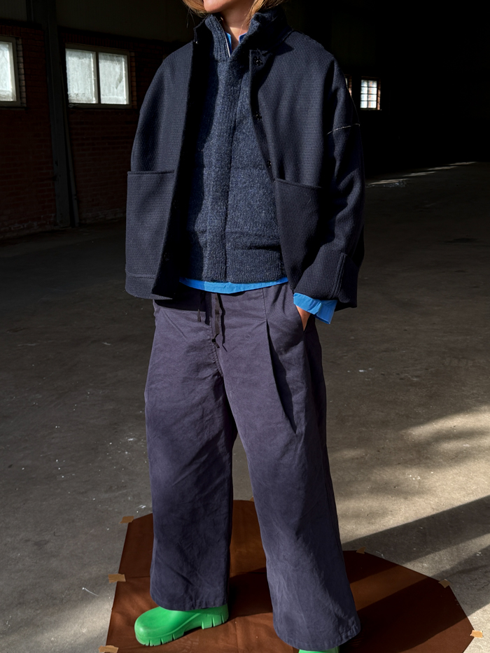 pippa pants blue dark navy deadstock high quality organic cotton wide leg trousers fant projects the netherlands thumbnail