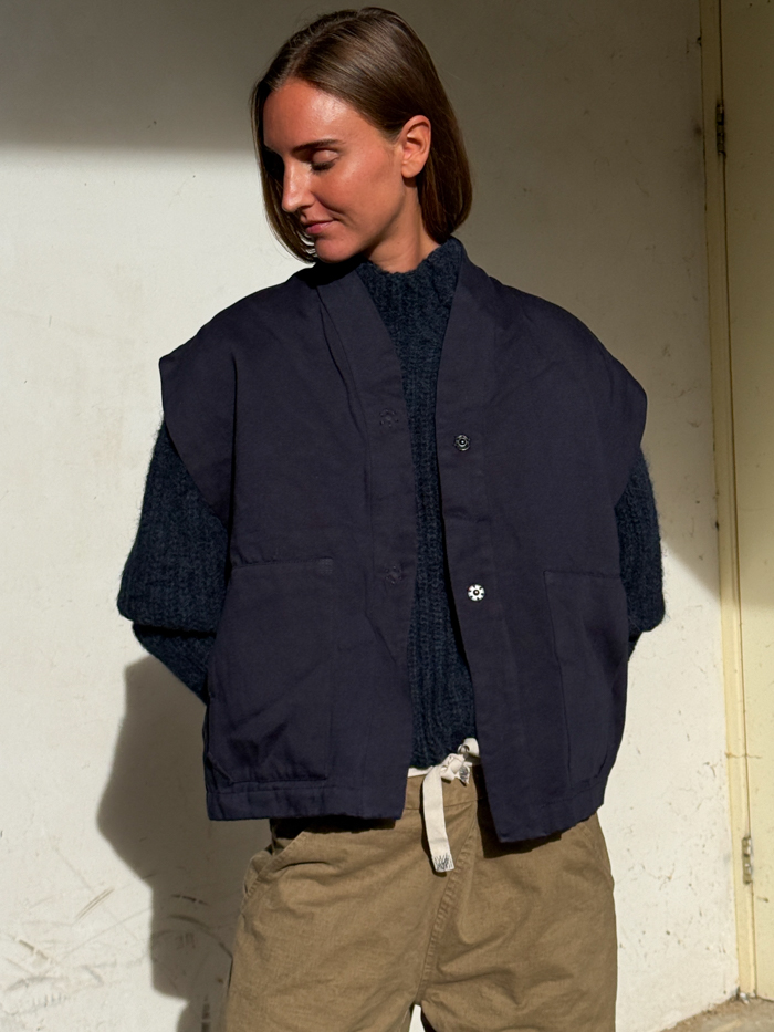 janouk yanouk vest gilet deadstock cotton dark blue navy fant projects the netherlands