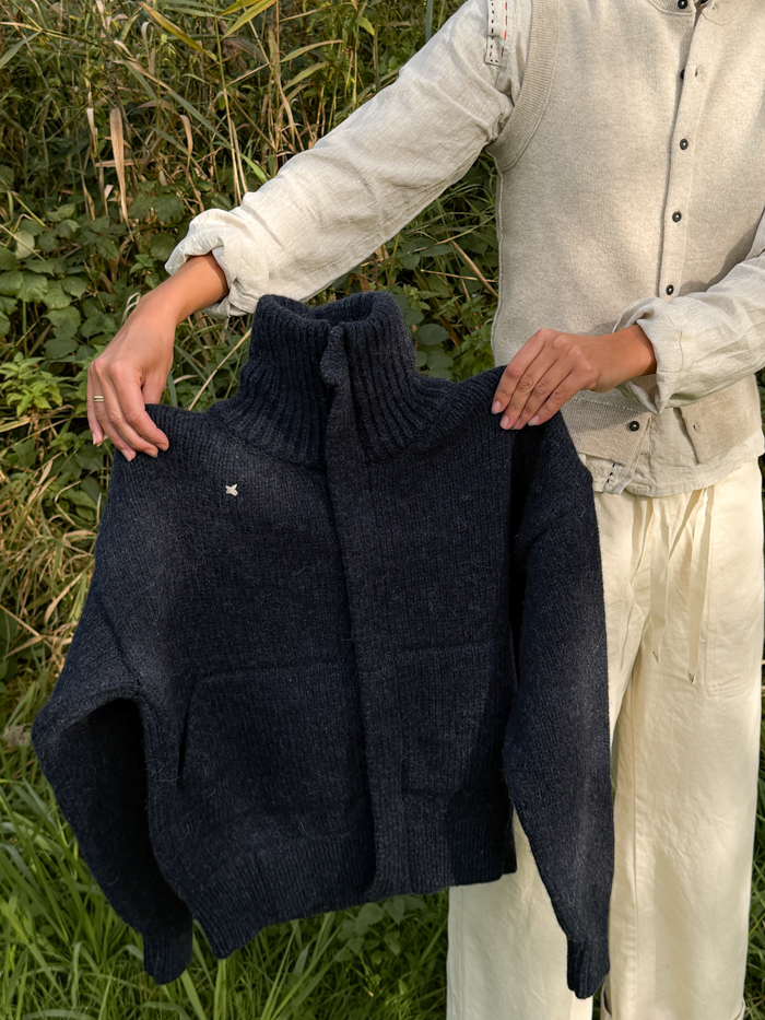 weide vest the knitwit stable x fant x sukha weide bomber jacket woolen bomber jacket navy